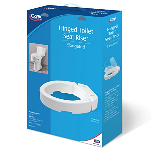 Carex Elongated Hinged Raised Toilet Seat, Adds 3.5 Inches of Height to