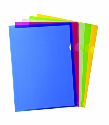 TATHASTU Clear Document Folder Copy Safe Project Pockets (Pack of 15) Plastic Paper Jacket Sleeves in Assorted Colors Scratch Resistant Paper Holders Organizer (W 8.7" X L 12.2") (15)