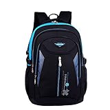 YST Waterproof Nylon Backpack School Students Lightweight Bookbag Travel Daypack Handbag for Both Girls & Boys (Blue)