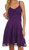 Sakkas Stonewashed Rayon Adjustable Spaghetti Straps Mid Length Dress