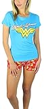 Wonder Woman Pajama Shirt and Shorts Sleep Set Light Blue