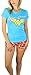 Wonder Woman Pajama Shirt and Shorts Sleep Set Light Blue