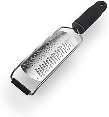 Stainless Steel Cheese Grater - Fine Zester for Lemon, Garlic, Ginger, Root Vegetables with 2 Blade Modes, Bonus Flexible Nonstick Silicone Bowl Scraper, Home Kitchen Tools, Dishwasher Safe