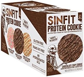 SINFIT Protein Cookies Drizzle Covered 3 FLAVORS Birthday Cake, Chocolate Chip , Peanut Butter (Chocolate Chip)