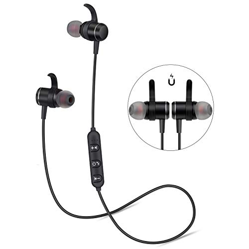 Bluetooth Headphones IPX7 Waterproof, Wireless Earbuds Sport Earphones, Wireless Headphones HiFi Bass Stereo Sweatproof Bluetooth Earbuds w/Mic, Noise Cancelling Headset for Workout, Running, Gym