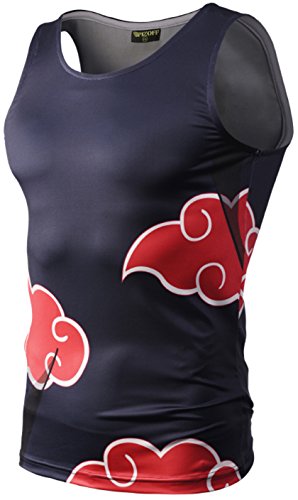 PIZOFF Mens Sleveless Quickly Dry 3D Cartoon Print Work Out Compression Tank Top Y1783-09-M