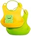 Baby Bibs Waterproof Silicone Bib - Rubber Bib for Kids - Toddler Feeding Pocket Girls Boys Unisex - Set of 2 colors (Green/Yellow) + bonus Sponge!