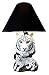 Ebros White Rare Alaskan Tiger Desktop Table Lamp Statue with Black Fabric Shade Siberian Albino Tiger Home Decor Lighting Accessory As Jungle Forest Large Cats (White Siberian Tiger)