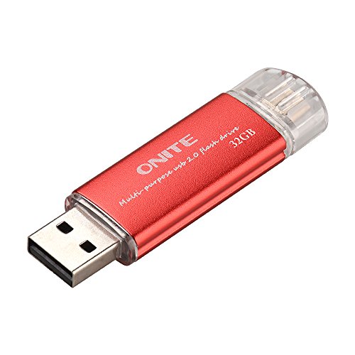 Onite Red 32G Multipurpose Micro USB OTG Flash Drive for Samsung LG HTC Motorola Moto Blu Smart Cellphone Tablet or HP Dell Acer Toshiba Sony Laptop Computers