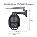 SV3C 1080P Outdoor PTZ WiFi Security Camera,Pan Tilt Zoom (5X Optical) Wireless Surveillance CCTV IP Camera with Audio,Waterproof Dome Camera,165ft Night Vision,Support Max 128GB SD Card,Black