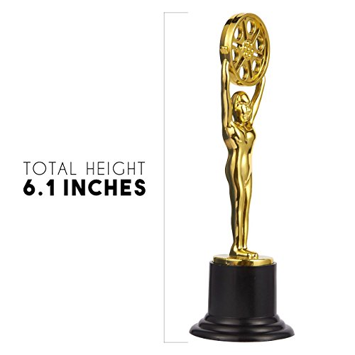 image for Juvale Pack of 12 Mini Award Trophies - Plastic Movie Film Buff Trophy