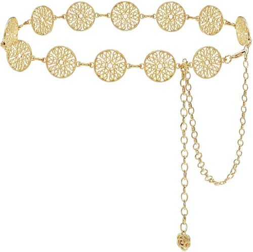 Glamorstar Chain Belts for Women Dress Multilayer Metal Waist Belt