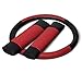 Oxgord 17pc Set PU Leather / Red & Black Auto Seat Covers Set - Airbag Compatible - Front Low Back Buckets - 50/50 or 60/40 Rear Split Bench - 5 Head Rests - Universal Fit for Car, Truck, Suv, or Van - FREE Steering Wheel Cover