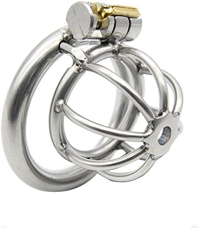 Bondage Masters, Male Chastity Device with Ultra Short and Lightweight Cage, Silver