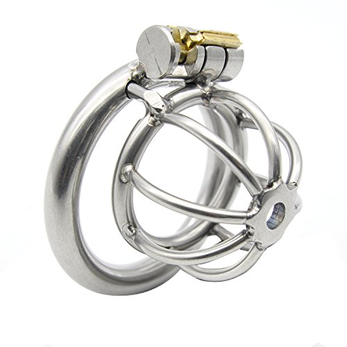 Bondage Masters, Male Chastity Device with Ultra Short and Lightweight Cage, Silver