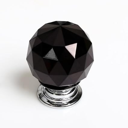 Revesun 4pcs Lot Black 50mm Crystal Glass Door Knobs Cabinet Pulls