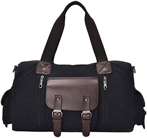 OrrinSports Travel Duffel Bag Canvas Shoulder Luggage Bag for Weekend Business Trip Black