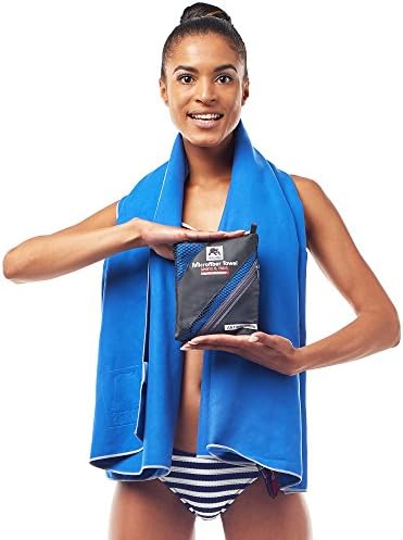 Microfiber Travel Towel - Compact Quick Dry Lightweight for Sports, Gym, Yoga, Camping, Beach, Swimming (Blue, Large)