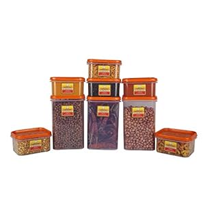 Laplast Plastic Storage Container, 9-Pieces, Orange