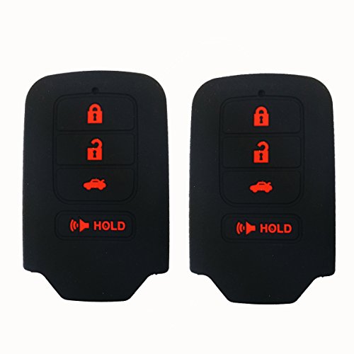 2Pcs Coolbestda Black Rubber Silicone Key Fob Remote Skin Cover Case Keyless Entry Protector for Honda Accord Civic Crosstour CR-V CR-Z Fit Insight Odyssey Pilot Ridgeline City VTi Deluxe VTi Luxury