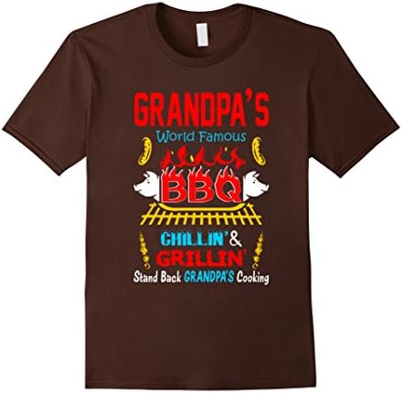 Mens World Famous Bbq Stand Back Grandpa Cooking Tshirt 2XL Brown