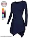 [DRSKIN] Women Handkerchief Hem Long Sleeve Tunic Top (L, Navy)