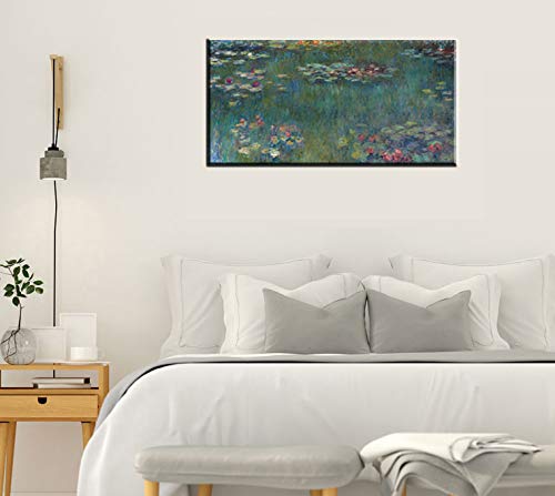Canvas Wall Art Water Lilies by Claude Monet Painting Long Canvas Artwork Reproductions Famous Painting Framed for Living Room Home Decor