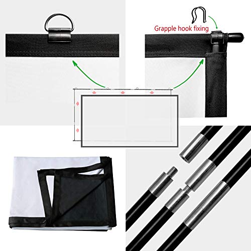 Foldable Projector Screen 100 inch with Combined Pole Frame 169 HD 4K