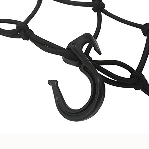 Net Styling Black 15"X15" latex Cargo Net featuring 6 Adjustable Hooks & Tight 2"x2" Grid For Motorcycle Helmet Cargo