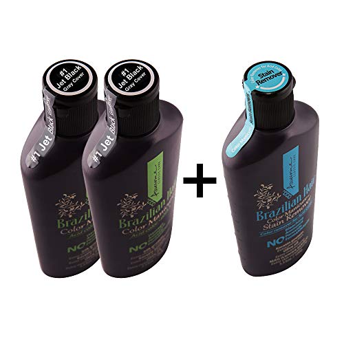 Awesome Brazilian Hair Color Manicure - Acid Color pH3.5, No Damage, No Ammonia, No Peroxide, No Formaldehyde, Silk Protein, Keratin Protein, Olive Oil, 3.53 Oz. (Pack of 2) (Jet Black)
