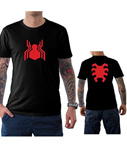 Mens Spider-man Homecoming Front and Back Logo T Shirt | Black, XL