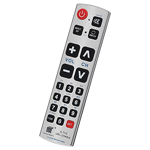 Unocar Universal-Fernbedienung für Senioren, für extra große Jumbo-Fernbedienung, einfache einfache Grundsteuerung und LG Samsung Sony JVC Toshiba Sharp Panasonic Technika Hitachi Polaroid Fernseher