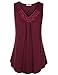 Vivilli Women's Soft & Comfy Lace V Neck Shirts Pleated Flowy Knit Tank Tops
