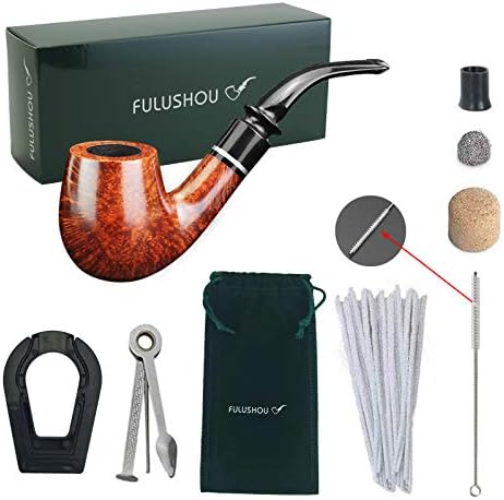 FULUSHOU Mediterranean Briar Wood Tobacco Pipe, Simple Mini Bend Tobacco Pipe,Dad Gift