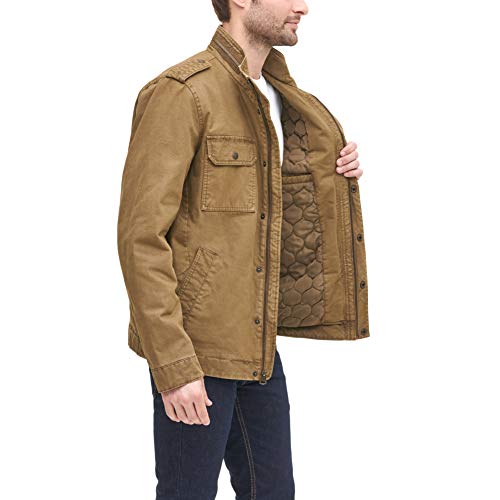 Levi's Men's Washed Cotton Military Jacket, Caqui, XLarge