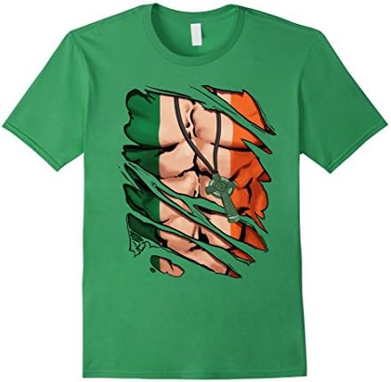 Men's Funny Irish T-shirt Ireland Flag Superhero Comics Tee Anime 3XL Grass