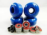 Set of 4 Skateboard Wheels Blank 52mm Blue + Abec 7 Bearings and Spacers