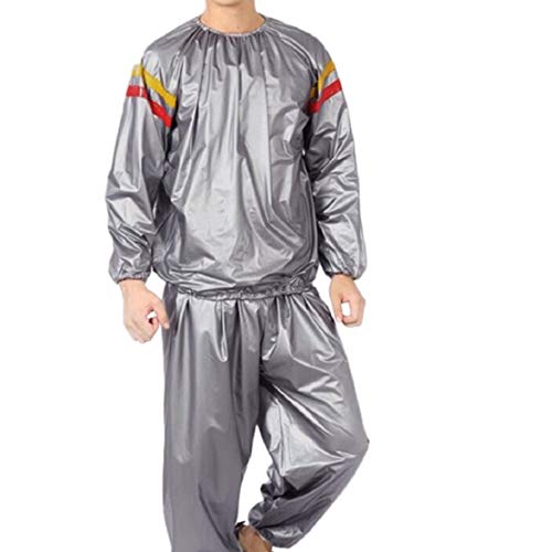 Men's Sauna Suit Exercise Gym Sweat Suit Fitness Weight Loss Anti-Rip Training Thermal Sweat Suit by Lowprofile Silver - Thumbnail 7