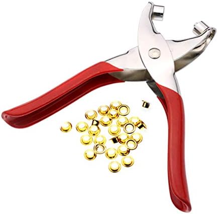 1/4" Grommet Eyelet Setter Plier, Hole Punch Tool Kit with 100 Metal Eyelets Grommets