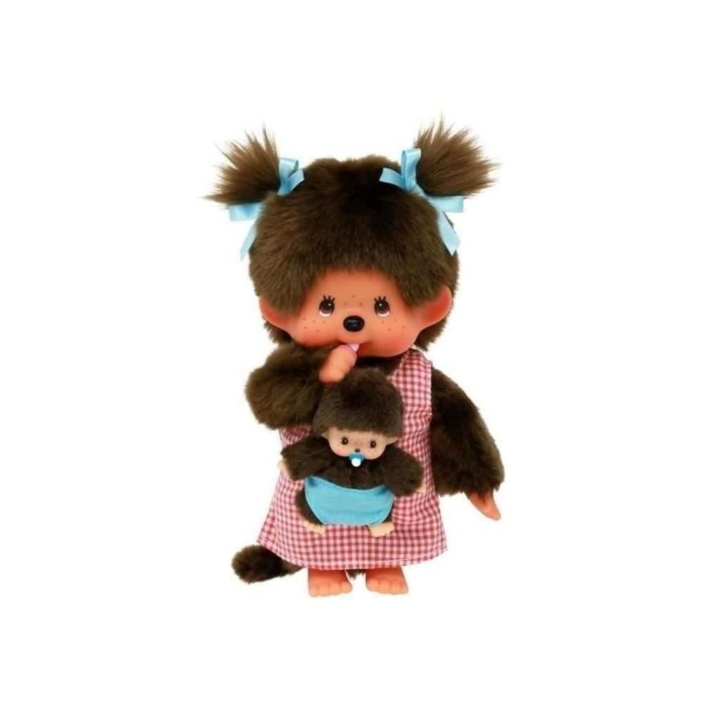 Bandai - Monchhichi - Monchhichi Mom & Baby Soft Toy - 80's Iconic Soft Plush 20 cm for Children and Adults - SE243921