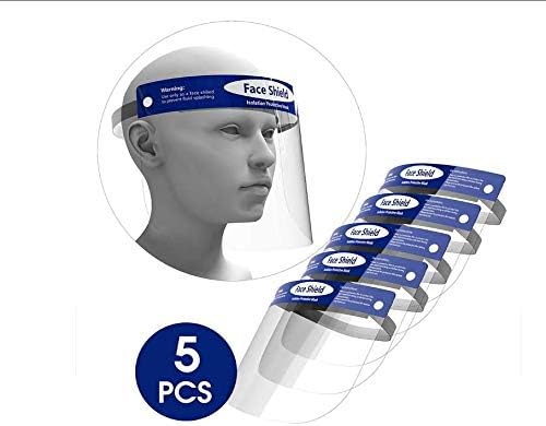 Safety Face Shield, Reusable Adjustable Transparent Full Face Anti-spitting Protective Mask Hat Protect Eyes and Face Anti Drool Splash-Proof Facial Cover Men Women   (5pack)