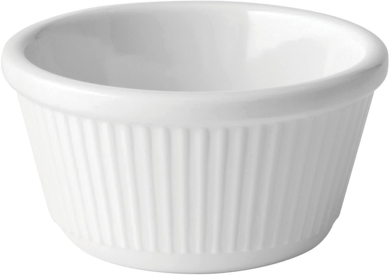 Genware JMP212 Fluted Melamine Ramekin, White, 118.294mL Capacity, 46mm Height, Pack Of 12