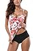 ALove Womens Floral Underwired Tankini Set Two Piece Push up Swimsuit