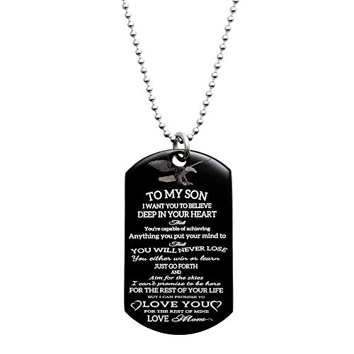 Queenberry to My Son I Want You to Believe Love Mom Dog Tag Necklace, 24'