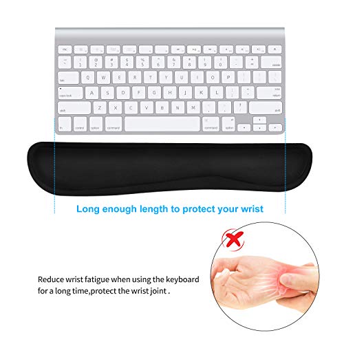 Memory Foam Keyboard and Mouse Wrist Rest, HENVREN Lightweight Pad Support for Easy Typing&Pain Relief, Durable&Comfortable Wrist Cushion Fit for Office,Computer and Home(Black) - Thumbnail 4