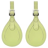 Travelon Bright Color Large Leather Heavy Duty Luggage ID Travel Tags with Adjustable Buckle Strap and Name Card Tag Easy to Identify, Lime Green (Pack of 2)