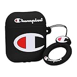 Coralogo Compatible with Airpods 1/2 Cute Case, 3D Cartoon Character Silicone Airpod Designer Skin Kawaii Funny Fun Cool Keychain Design Cover Kids Teens Air pods Cases for Girls Boys(Black Champin)