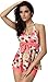 Women's 2 Piece Floral Print Halter Neck Tankini Top with Shorts