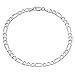 Italian Crafted 3.8mm 925 Sterling Silver Figaro Link Nickel Free Chain + Bonus Polishing Cloth