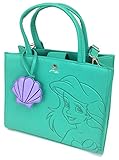 Loungefly x Disney The Little Mermaid Ariel Debossed Crossbody Bag with Shell Charm (One Size, Teal)